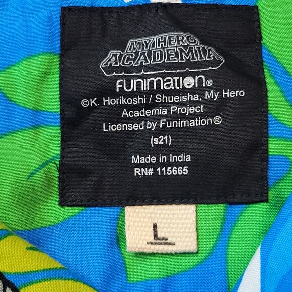 My Hero Academia- Men's Blue Button up short sleeve top- size Large - Picture 6 of 7